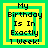 Four identical pixelated icons arranged in a , each displaying text about an upcoming birthday within nested square borders
