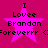 A static image shows four identical pink star-shaped icons with black text on a solid magenta background, each displaying "I Lovee Brandon Foreveryrr" in pixelated font.