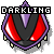 Pixelated icon with red and purple shapes, white text reading "DARKLING" above a central design on gray background.
