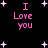 Black background with pink text reading "I Love you" and white star shapes scattered throughout.