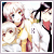 Pixelated image of two figures in white uniforms with a purple 'K' on the chest, one figure holding a red object, against a light background.