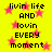 Yellow background with pink stars and black text reading "livin life AND lovin EVERY moment" repeated in a pattern