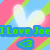 Pixelated icon with pink and green diagonal stripes, a white heart shape in the center, blue banner text reading "ILoveJoe" in green letters, and a blue speech bubble containing ".<3" below.