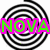 A static image with three black-and-white spiral patterns and green text on pink backgrounds, with one gray rectangle in the bottom right corner.
