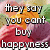 A four- of text over a blurred floral background with red and purple flowers, displaying the phrase 'they say you cant buy happiness but you can buy ice cream ... and thats good enough for me <3'