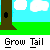 Animated sequence of a blue character with white head performing actions in a pixelated landscape with trees and clouds.