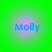 Four identical circular icons with green outer rings and purple inner gradients, each displaying the text 'Molly' in blue pixelated font.