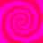 Four pink spiral patterns arranged in a on a bright magenta background, each with alternating light and dark pink bands forming continuous swirls