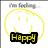 four shows a yellow smiley face with text changing across the bottom: 'Happy', then 'splendid', then 'wundermus' in black boxes