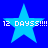 Four identical light blue stars on a solid dark blue background with white text reading "12 DAYSS!!!" beneath each star.