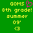 Green background with yellow pixelated text reading 'GOMS 8th grade! summer 09' and a pink heart symbol above the 'GOMS' text on the left side.