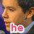 Four- of a person's face with red text overlays reading 'he stole my heart!' across the
