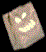 Pixelated pink and green diamond-shaped icon with glowing white eyes and mouth, showing slight rotation between frames.