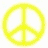 Six peace sign icons arranged in two of three, each in a distinct solid color with no additional text or symbols
