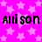 A static image with a bright pink background covered in light pink stars, displaying the text 'Allison' three times in bold black letters.