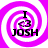 Four identical display a purple and white spiral background with black text reading "I <3 JOSH" centered in each