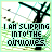 Animated icon shows a black silhouette of a figure with outstretched arms against a light green background, text reads "I AM SLIPPING INTO THE OJUOES" in dark gray capital letters