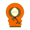 Four pixelated cartoon figures in orange hooded coats with green hoods, each showing distinct hand positions against a gray background.