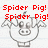 Pixelated cartoon pig with wings and a small apple on its head, shown in three variations with red text above each.