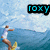 A pixelated animation of a person surfing on blue waves with text overlays changing across frames.