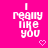 Pixelated text on bright pink background with white heart symbol below.