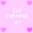 Pixelated pink background with repeated text and heart symbols in various shades of pink.