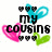 Two side-by-side pixelated text-based designs with heart symbols, featuring black text, pink and cyan hearts, and green leaves on a white background.