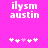 Pixelated text 'ilysm austin' on bright pink background with five white and pink heart icons below, two versions show heart color changes.