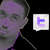 A static image shows a person with short dark hair and a purple tinted face on the left, next to a white speech bubble containing a purple 't' symbol, with 'FOLLOW ME' text and an '@' symbol on the right, and 'BOOMAN TEXAS' text below.