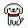 Pixel art dog icon with red collar in two animation frames showing tail movement.