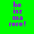Green background with purple text 'he isz ma rere!' arranged in a , featuring dark green rectangular overlays that shift position across frames