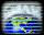 Animated pixelated scene showing a landscape with blue water, green landmasses, and light gray sky transitioning between two states.