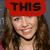 A four- shows a woman with long brown hair and a red top, with text overlays changing