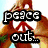 Pixelated image with 'peace out...' text over a character, and 'summer time!!' below on a colorful background.