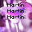Pixelated image of a person with purple and white tones, overlaid text reading 'Martini' repeated three times in the top section.