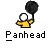 Pixelated static icon of a yellow stick figure holding a black frying pan above its head with the text "Panhead" below, on gray background.