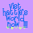 Pixelated blue text on purple background with green star-like shapes, showing animation change in one frame.