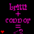 Animated icon with pink text and red hearts on black background, showing heart count increase from one to four.