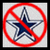 A pixelated icon with a blue star crossed by a red prohibition symbol on the left, and bold dark text reading "COWBOYS SUCK" on the right.