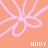 A static image with a peach background featuring repeating light pink floral outlines and the word 'HOOT' in varying colors