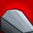 Pixelated animation of a light blue bird with red eyes and yellow beak emerging from a gray coffin against red background.