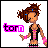 Animated contact sheet of a pixel art character with brown curly hair, black tank top, pink wristbands, and pink-and-black shoes performing subtle pose changes across 13 frames.