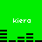 Green background with four 'kiera' text labels and black horizontal bar patterns arranged in two