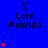 Blue background with repeated black text "I Love Amanda" and red star-like symbols in various quantities across the