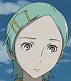 Static anime-style icon of a character with light green hair and yellow headband against blue sky background.