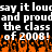 Pixelated text reads 'say it lou say it lou and proud and proud the class the class of 2008! of 2008!' over orange flame-like shapes on black background.