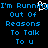 Blue pixelated text on black background reads "I'm Running Out Of Reasons To Talk To u" with a white cursor blinking between 'Running' and 'I'm'.