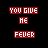 Red pixelated text "YOU GIVE ME FEVER" on black background with animated pink decorative elements around the word FEVER.
