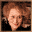 Animated sequence showing a person with curly red hair transitioning between clear and blurred states, accompanied by text reading 'AUNT JOSEPHINE' on black background.