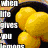 six pixelated with text overlays and distinct visual elements including lemons, a drink, Dory from Finding Nemo, a teal face, and a party scene